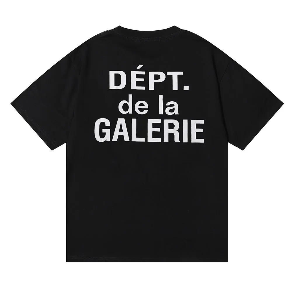 No. 6030, batch 96, American trendy brand GALLERY DEPT de la GALERIE classic printed high weight double yarn pure cotton short-sleeved T-shirt for men and women. Selected 230g 32 count smooth double yarn fabric, fine workmanship and excellent quality! The fit is loose and super comfortable to wear, and the size is 2 sizes larger than the normal domestic size.  Color: black, white; Size: S M L